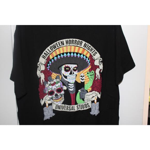 Universal Studios Halloween Horror Nights Dia De Muertos T Shirt Sugar Skulls XL - Picture 2 of 6
